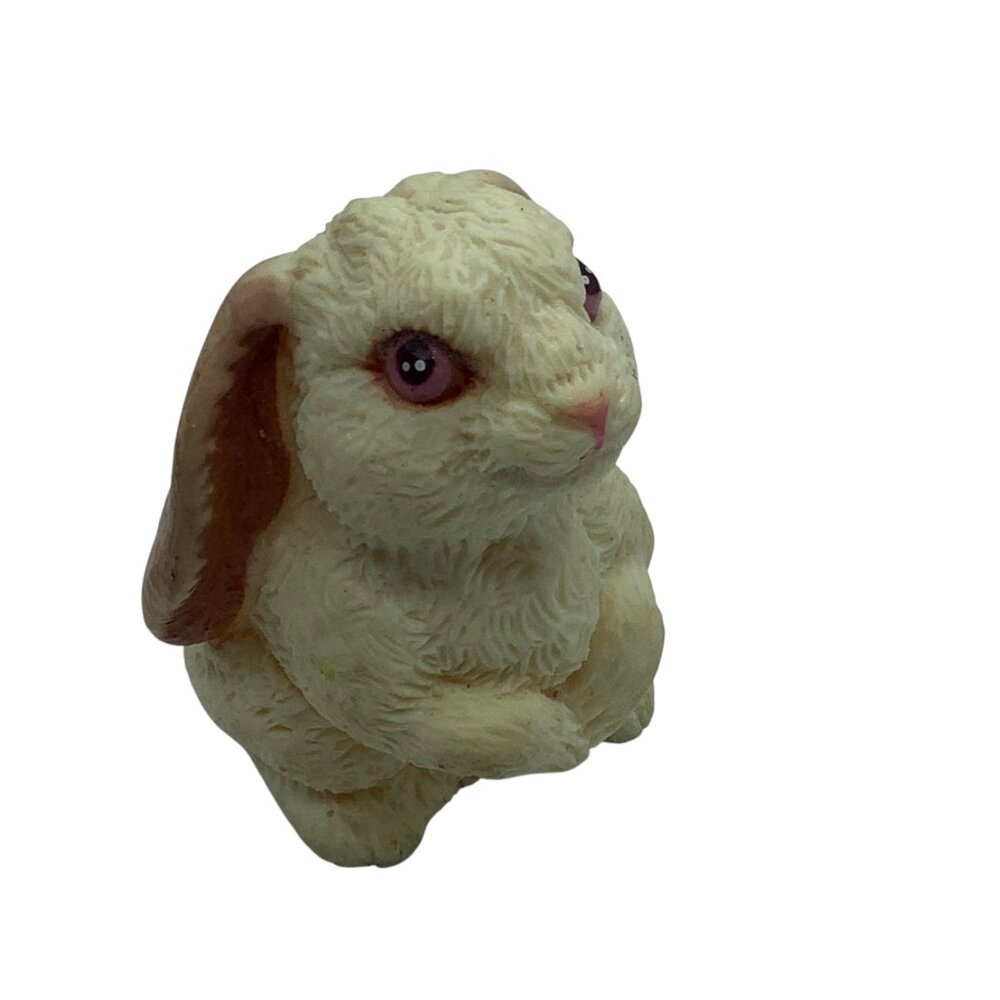 Vintage M.T. Easter Rabbit Figurine Plastic Pink Eyes 3” Collectible